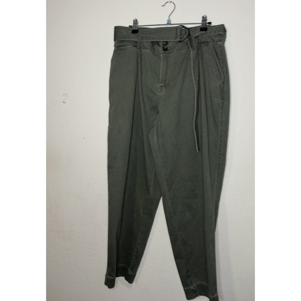 A New Day Pants Women's 12 High Rise Belt Olive Green Crop Denim Jeans